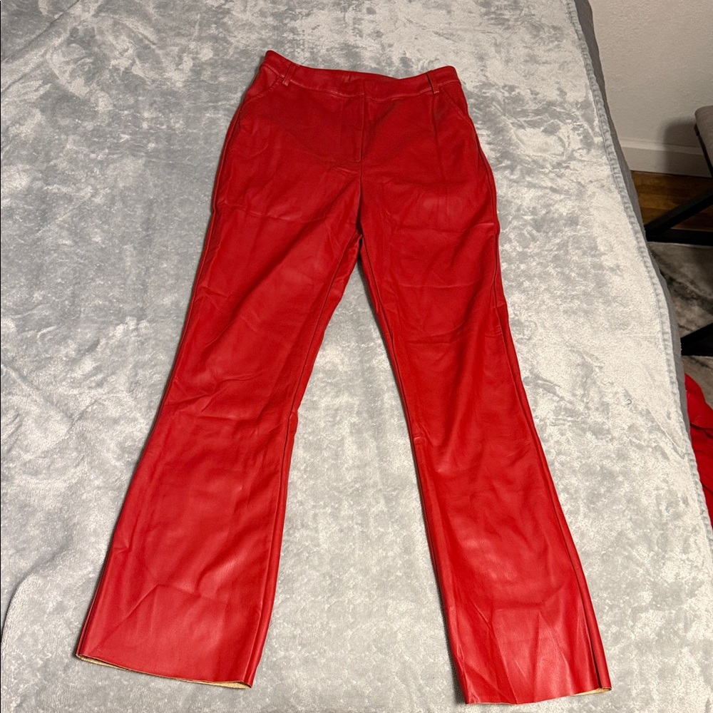 Red Faux Leather Pants